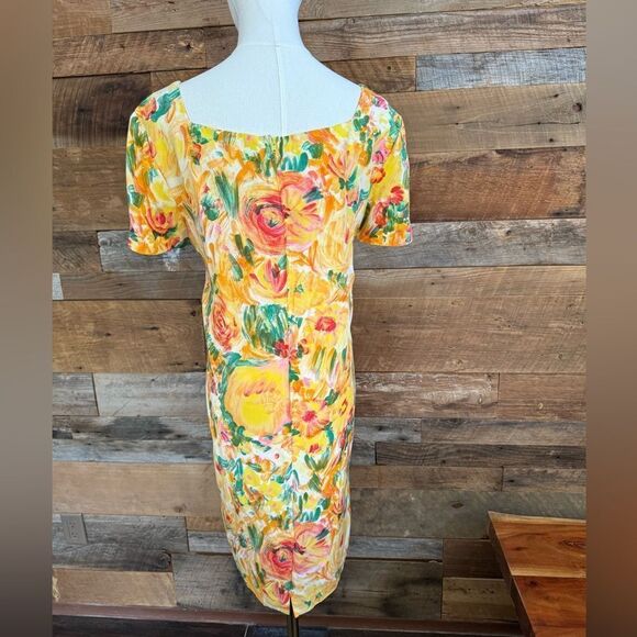 KC Spencer VNTG shift dress vivid abstact floral roses and poppies fully lined - Picture 6 of 7